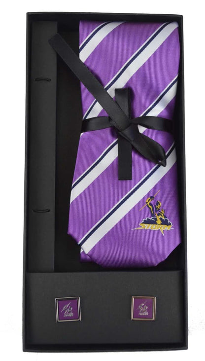 Melbourne Storm NRL Cuff Links and Tie Gift Set