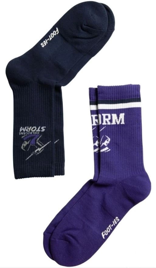 Melbourne Storm NRL Mens Sport Crew Socks Purple 2 Pack