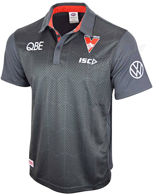 Sydney Swans AFL Mens Carbon Performance Polo Shirt