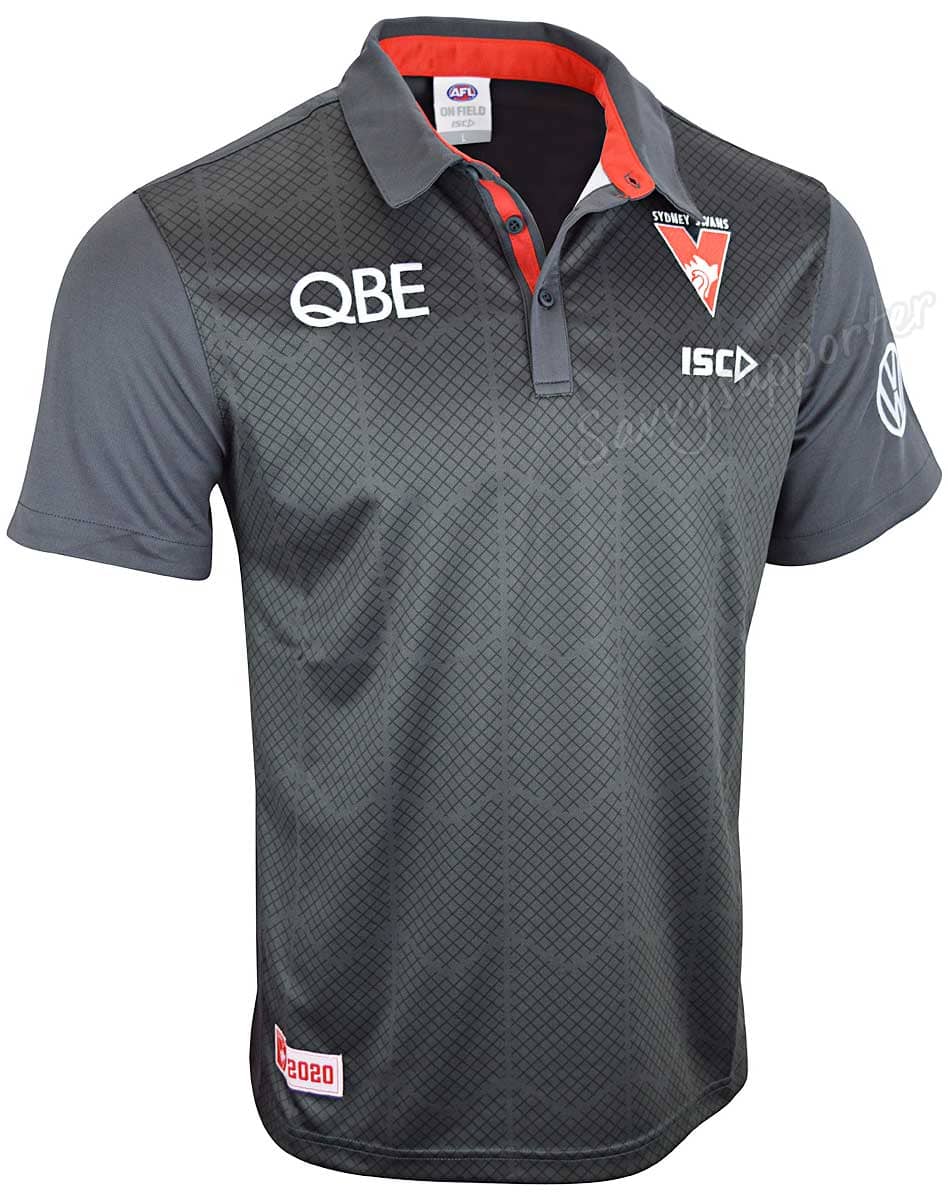 Sydney Swans AFL Mens Carbon Performance Polo Shirt