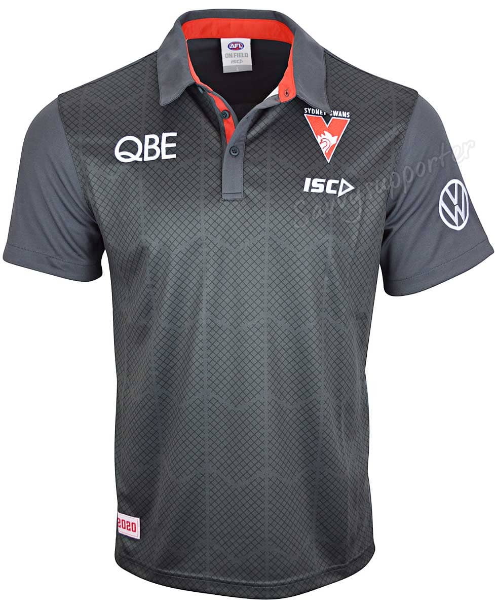 Sydney Swans AFL Mens Carbon Performance Polo Shirt