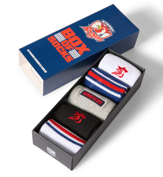 Sydney Roosters 2026 NRL Adults Everyday Box of Socks (5 Pairs)
