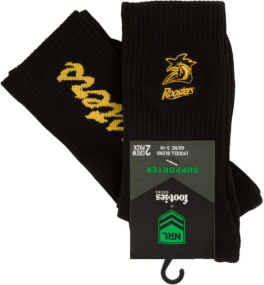 Sydney Roosters 2026 NRL Mens Black Sneaker Sock 2 Pack Size 8-13 Mens