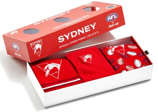 Sydney Swans AFL Adults 3 Pack Socks Gift Box