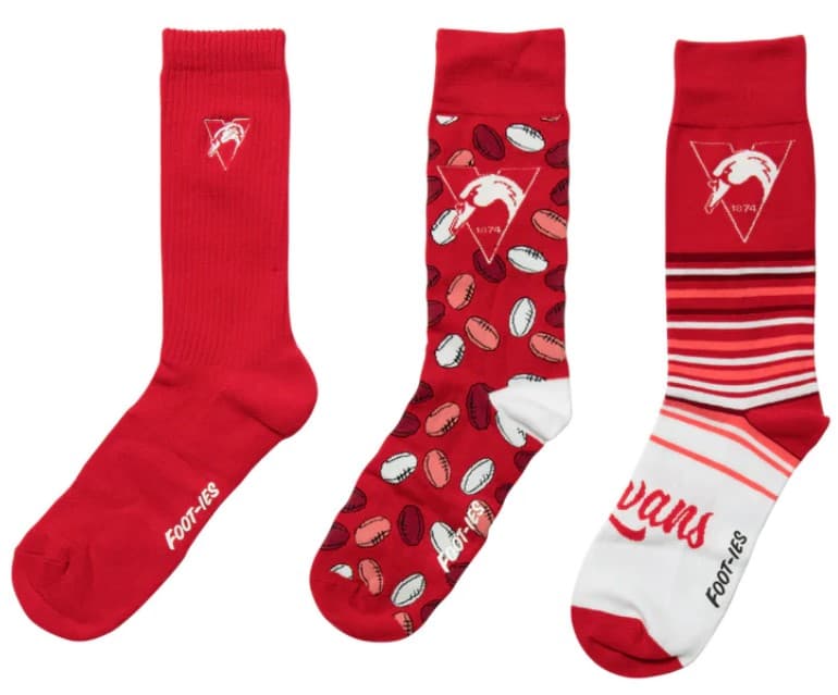 Sydney Swans AFL Adults 3 Pack Socks Gift Box