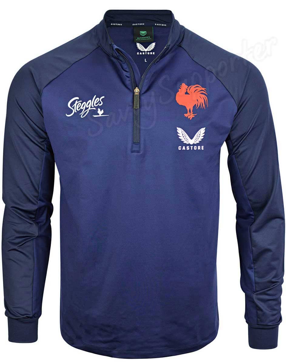 Sydney Roosters NRL Mens Navy Training Quarter Zip Top