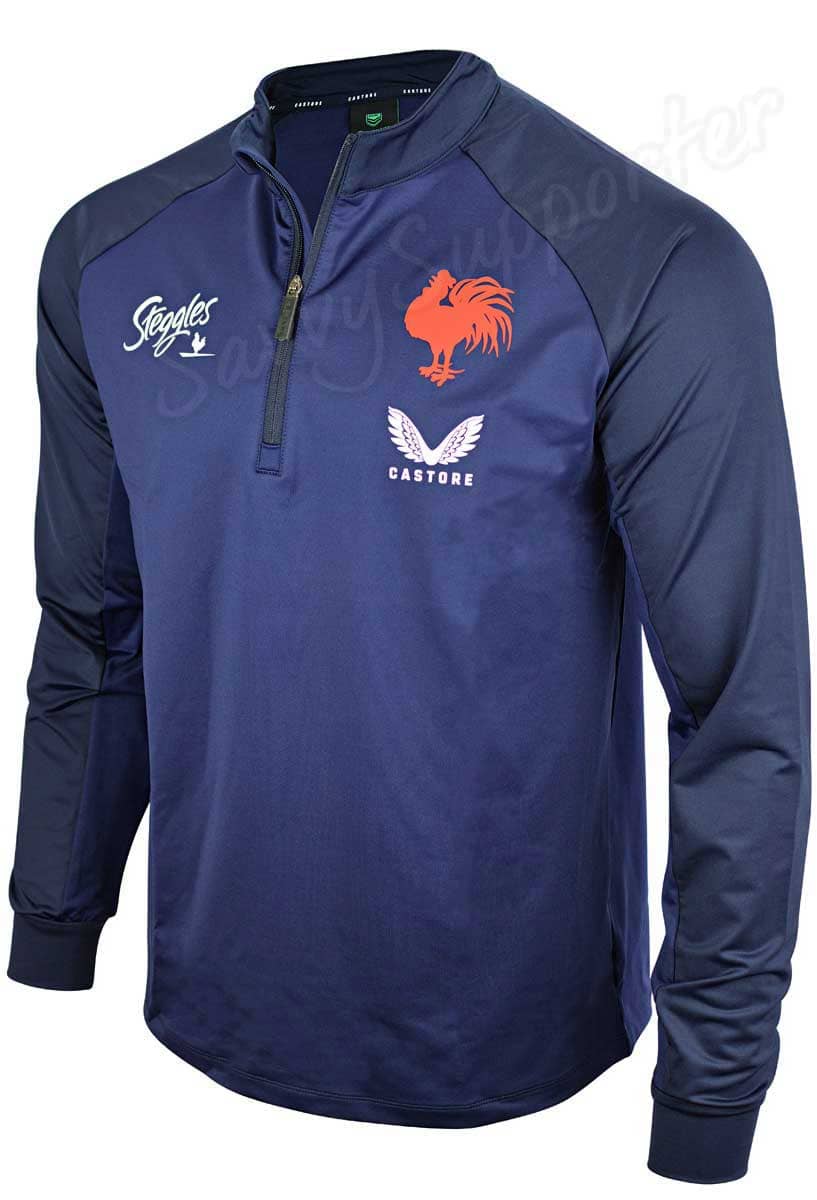 Sydney Roosters NRL Mens Navy Training Quarter Zip Top