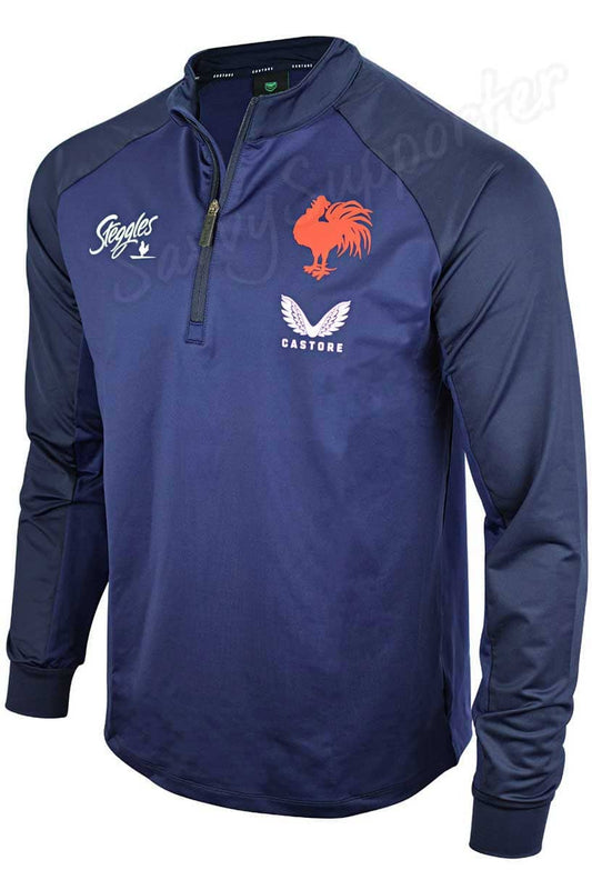 Sydney Roosters NRL Mens Navy Training Quarter Zip Top