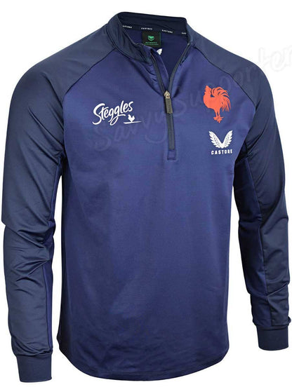 Sydney Roosters NRL Mens Navy Training Quarter Zip Top