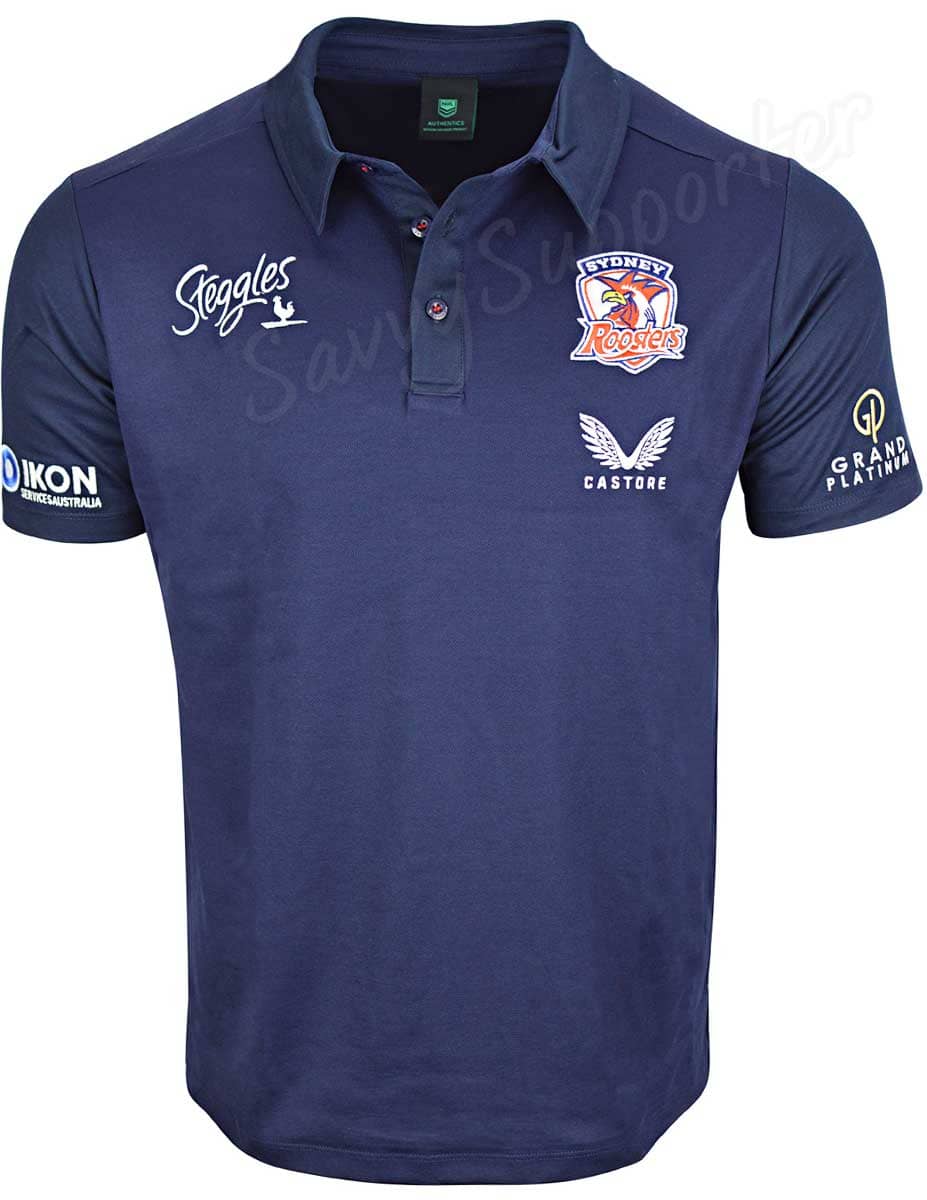 Sydney Roosters NRL Mens Navy Media Polo Shirt