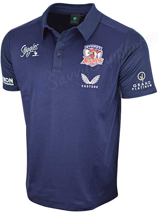 Sydney Roosters NRL Mens Navy Media Polo Shirt