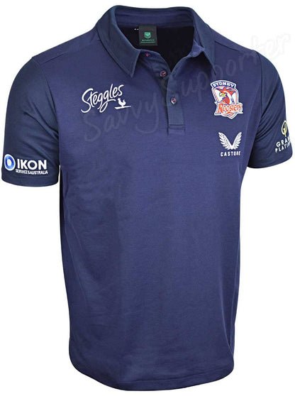 Sydney Roosters NRL Mens Navy Media Polo Shirt