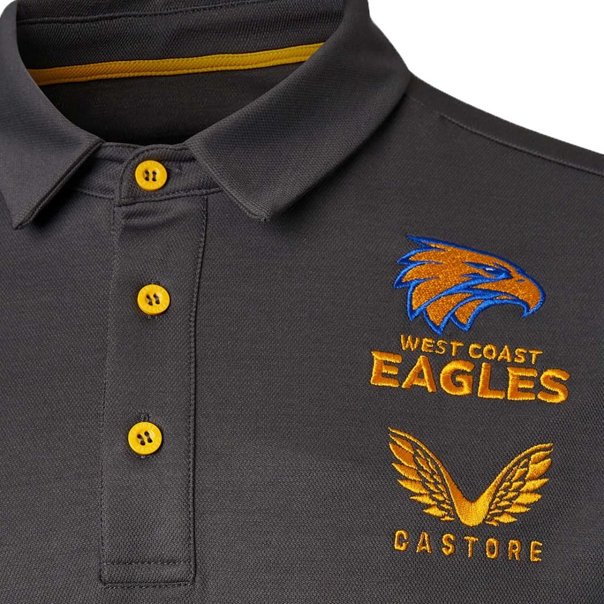 West Coast Eagles AFL Mens Charcoal Media Polo Shirt