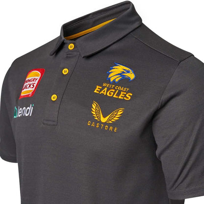 West Coast Eagles AFL Mens Charcoal Media Polo Shirt