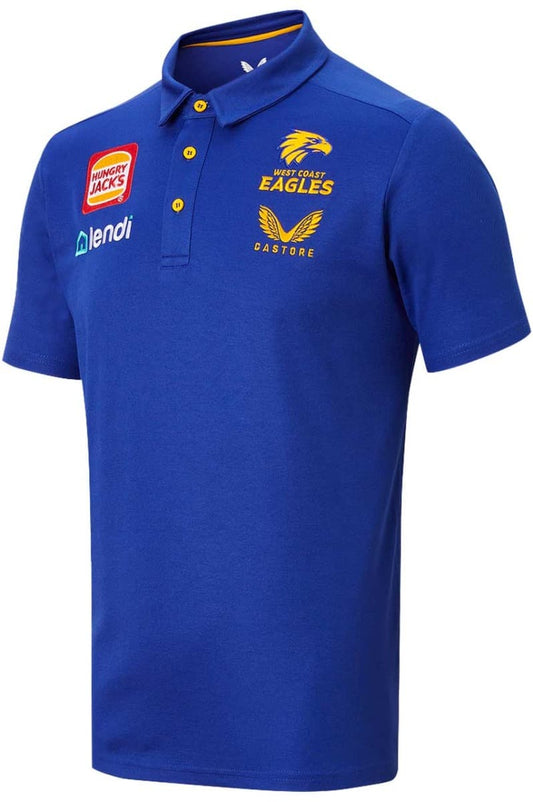 West Coast Eagles AFL Mens Blue Media Polo Shirt