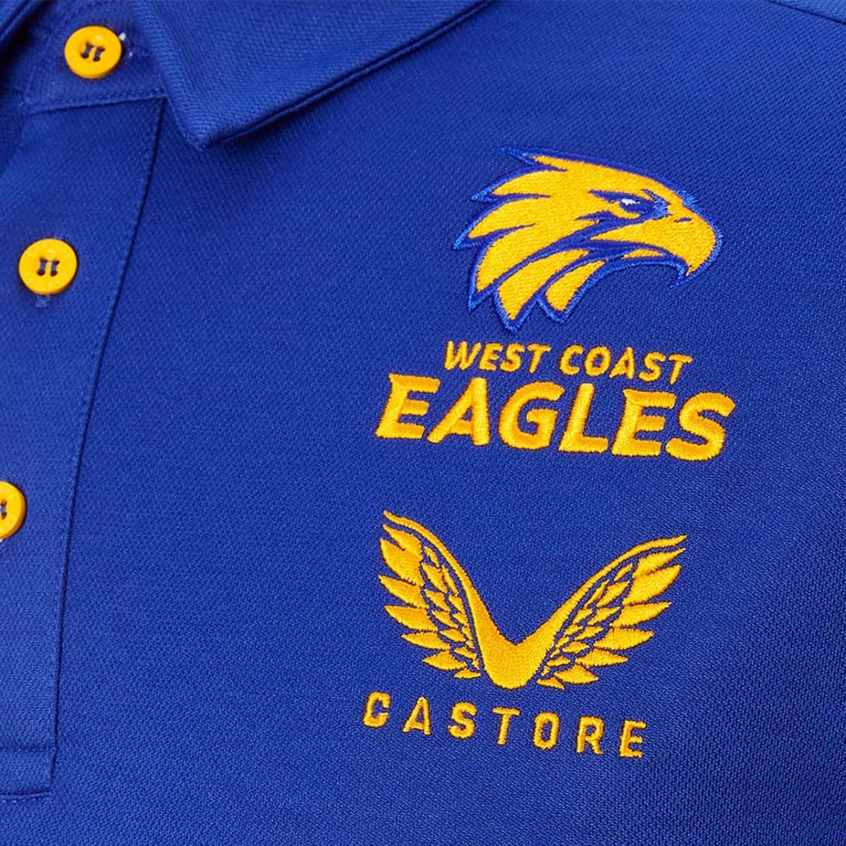 West Coast Eagles AFL Mens Blue Media Polo Shirt