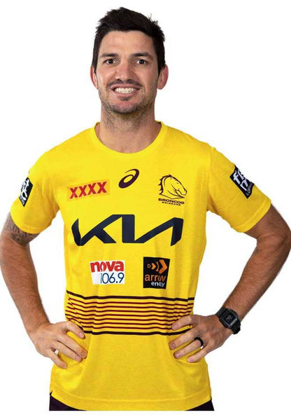 Brisbane Broncos NRL Mens Gold Training Shirt