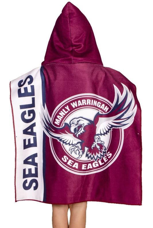 Manly Sea Eagles Kids NRL Hooded Beach Towel