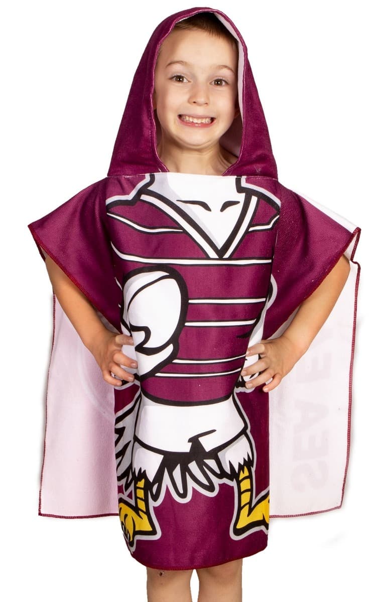 Manly Sea Eagles Kids NRL Hooded Beach Towel