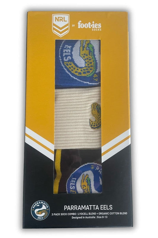 Parramatta Eels NRL 3 Pack Combo Sock Gift Box