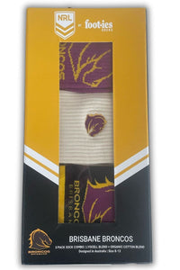 Brisbane Broncos NRL 3 Pack Combo Sock Gift Box