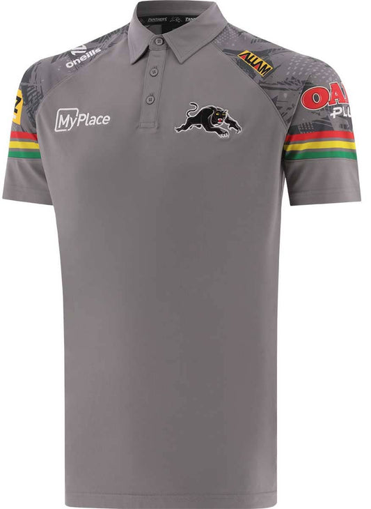 Penrith Panthers 2024 NRL Mens Grey Media Polo Shirt