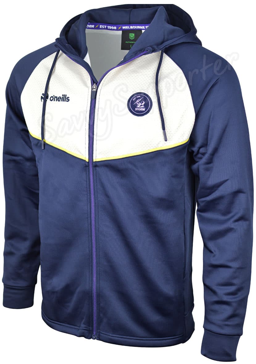 Melbourne Storm 2025 NRL Mens Tech Fleece Full Zip Hoodie