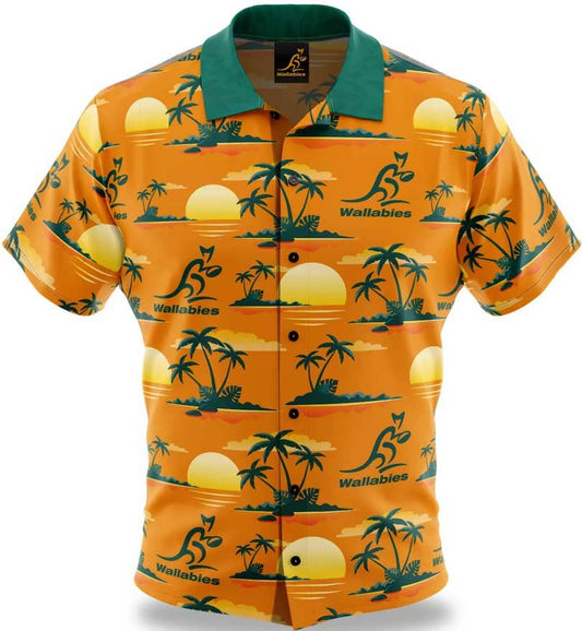 Australian Wallabies Rugby Union Mens Paradise Hawaiian Shirt