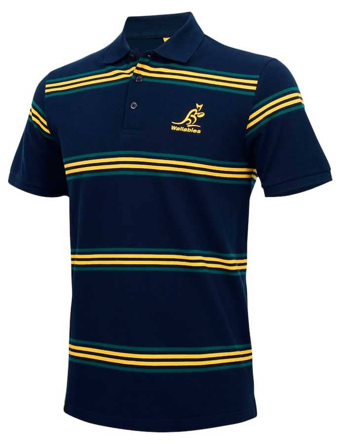 Australian Wallabies 2025 AFL Mens Stripe Pique Polo Shirt