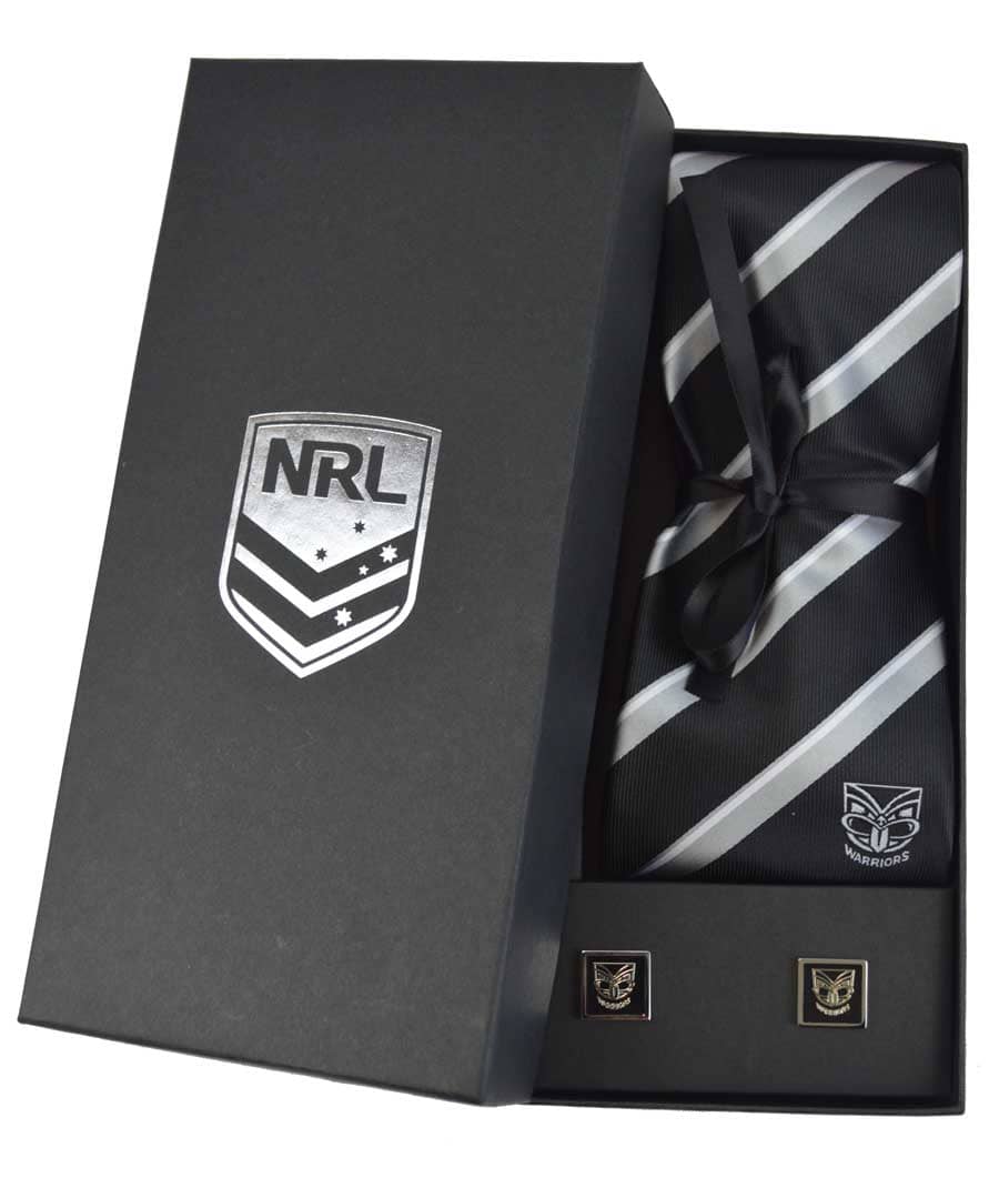New Zealand Warriors NRL Cuff Links and Tie Gift Set