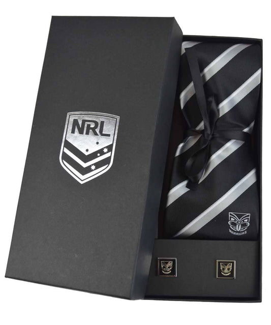 New Zealand Warriors NRL Cuff Links and Tie Gift Set