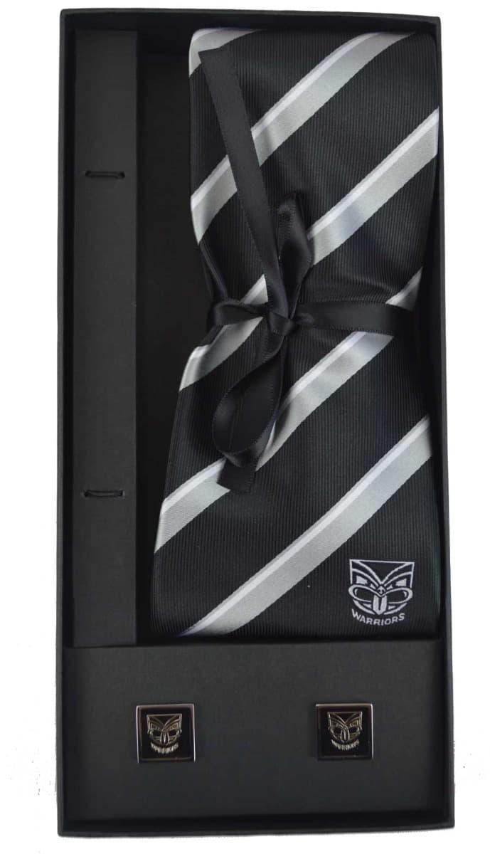 New Zealand Warriors NRL Cuff Links and Tie Gift Set