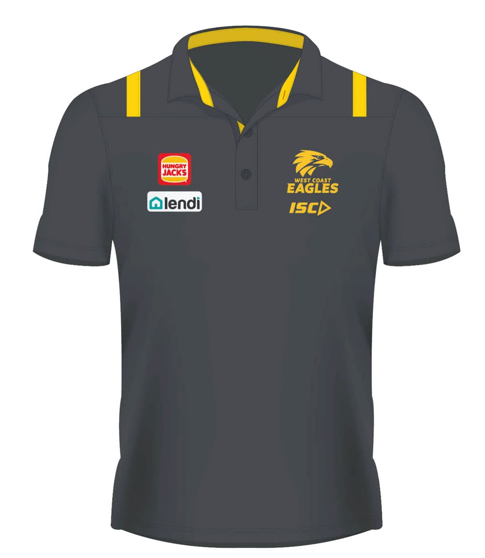 West Coast Eagles AFL Mens Carbon Performance Polo Shirt