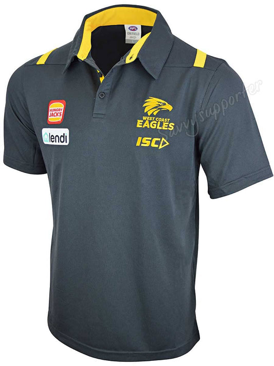 West Coast Eagles AFL Mens Carbon Performance Polo Shirt