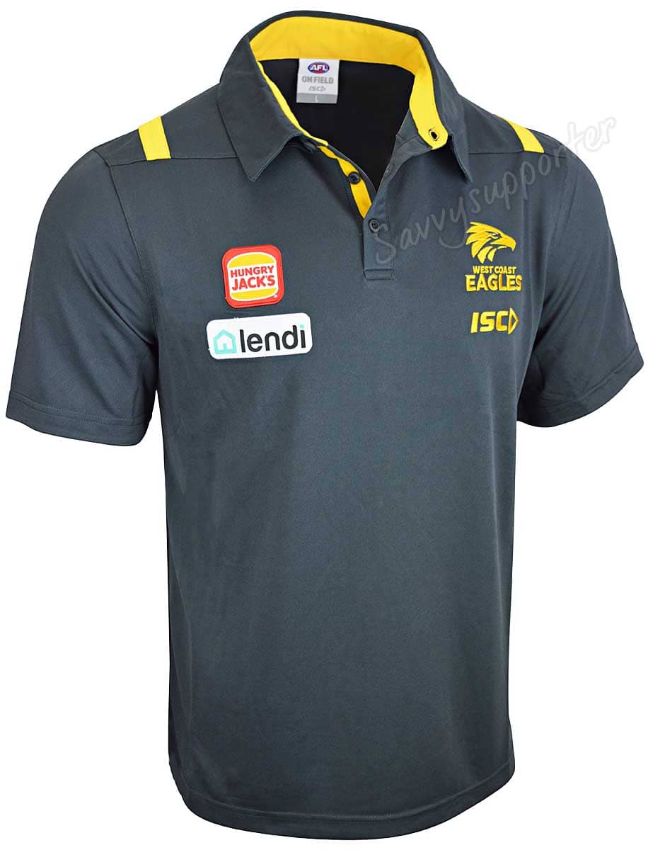West Coast Eagles AFL Mens Carbon Performance Polo Shirt
