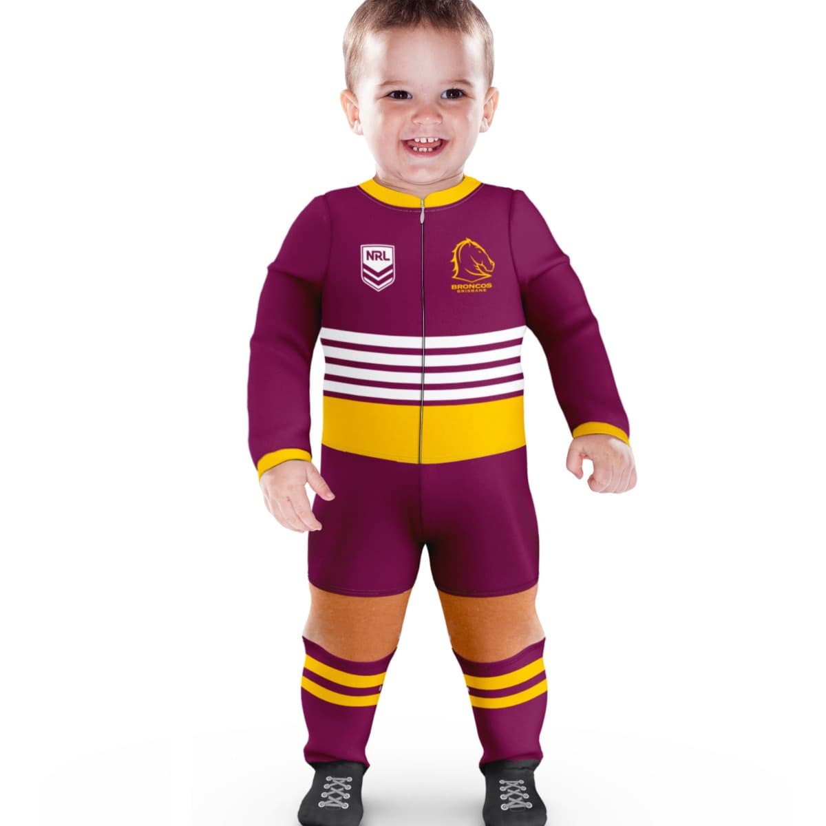 Brisbane Broncos NRL Infant Zip Footysuit