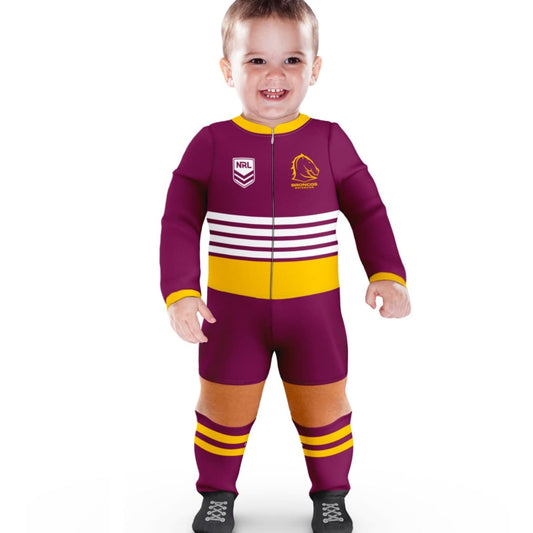 Brisbane Broncos NRL Infant Zip Footysuit