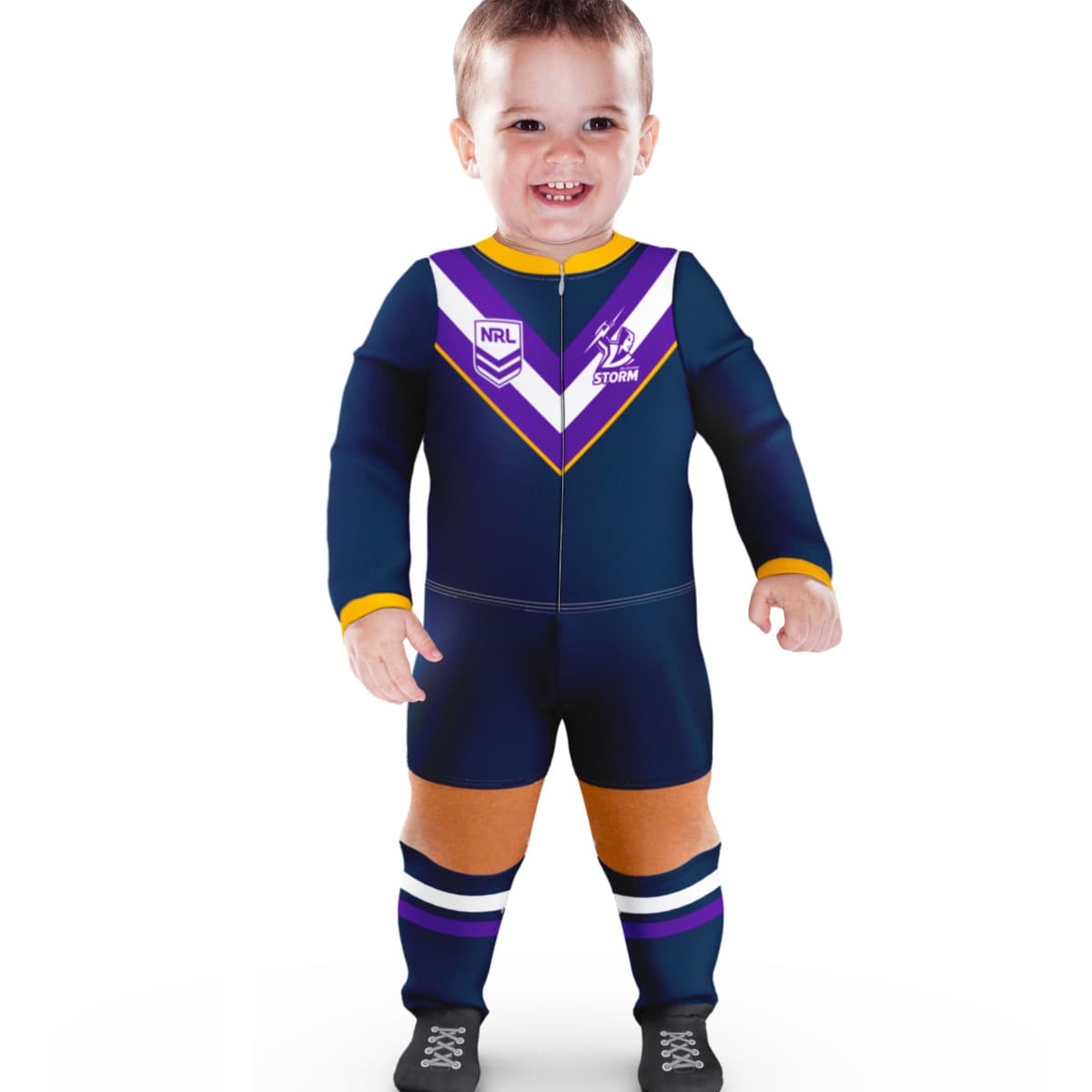 Melbourne Storm NRL Infant Zip Footysuit