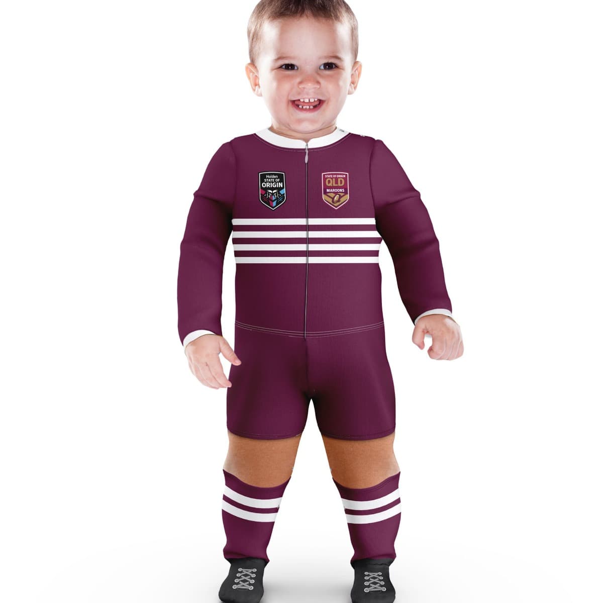 QLD Maroons State of Origin NRL Infant Zip Footysuit