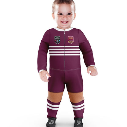 QLD Maroons State of Origin NRL Infant Zip Footysuit