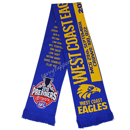 West Coast Eagles AFL Premiers Scarf