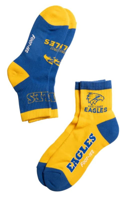 West Coast Eagles AFL Adults Banner 2 Pack Quarter Socks