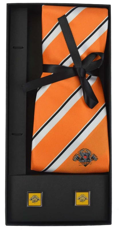 Wests Tigers NRL Cuff Links and Tie Gift Set