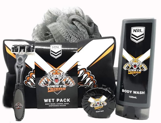 Wests Tigers NRL Mens Toiletry Bag Gift Set