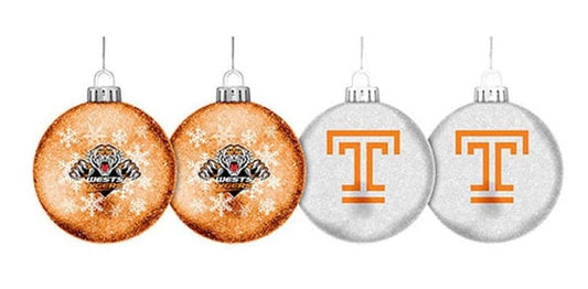Wests Tigers NRL Christmas Glitter Baubles x 4