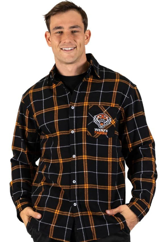 Wests Tigers NRL Mens Mustang Flannel Shirt