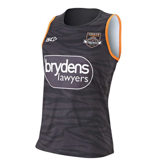 Wests Tigers Mens NRL Black Training Singlet