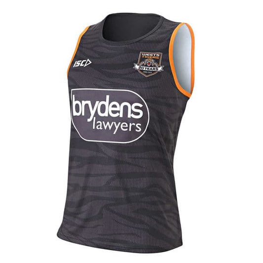 Wests Tigers Mens NRL Black Training Singlet