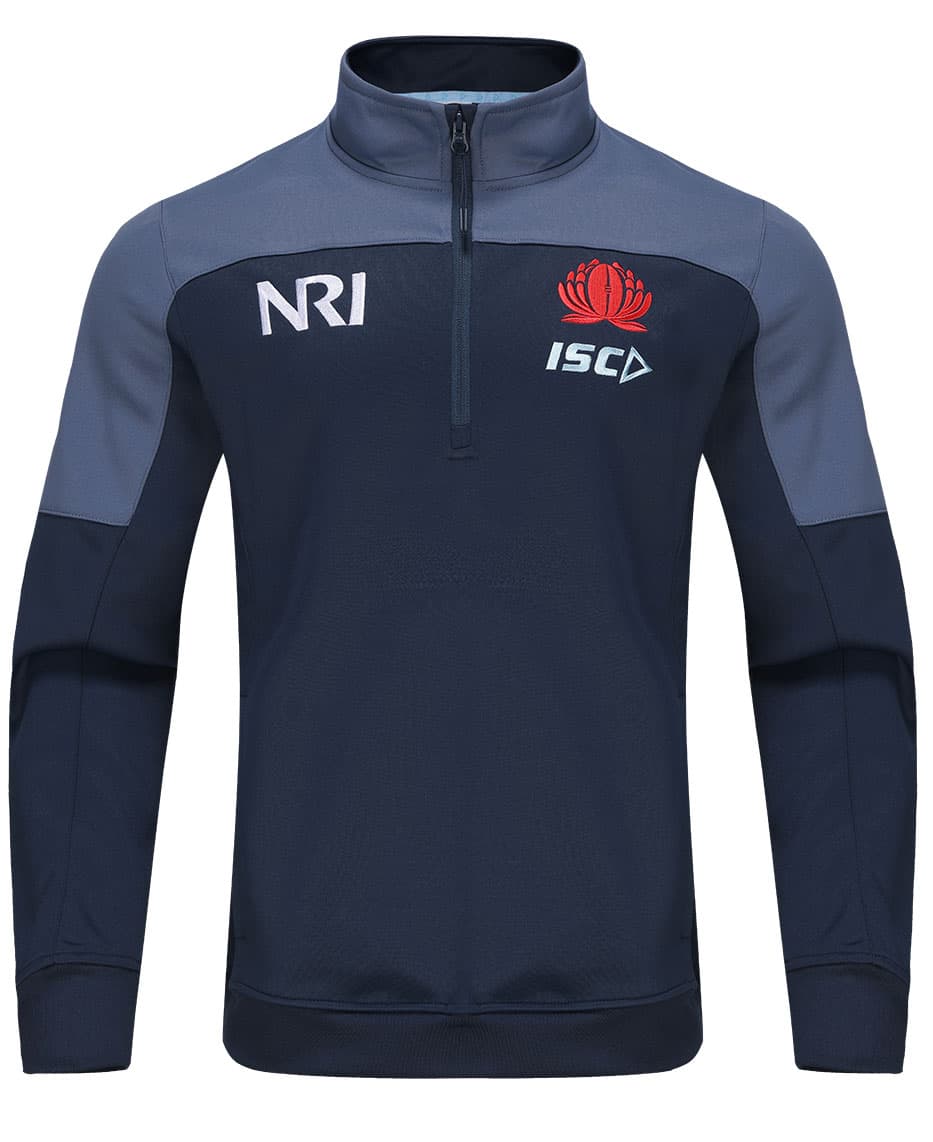 NSW Waratahs 2024 Rugby Union Mens 1/4 Zip Fleece Hoody