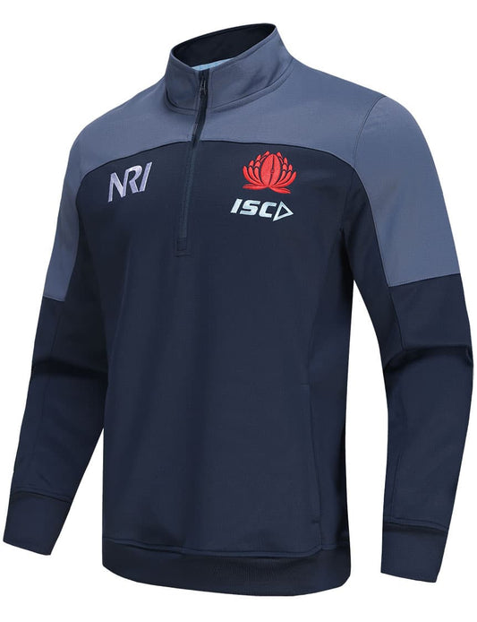 NSW Waratahs 2024 Rugby Union Mens 1/4 Zip Fleece Hoody